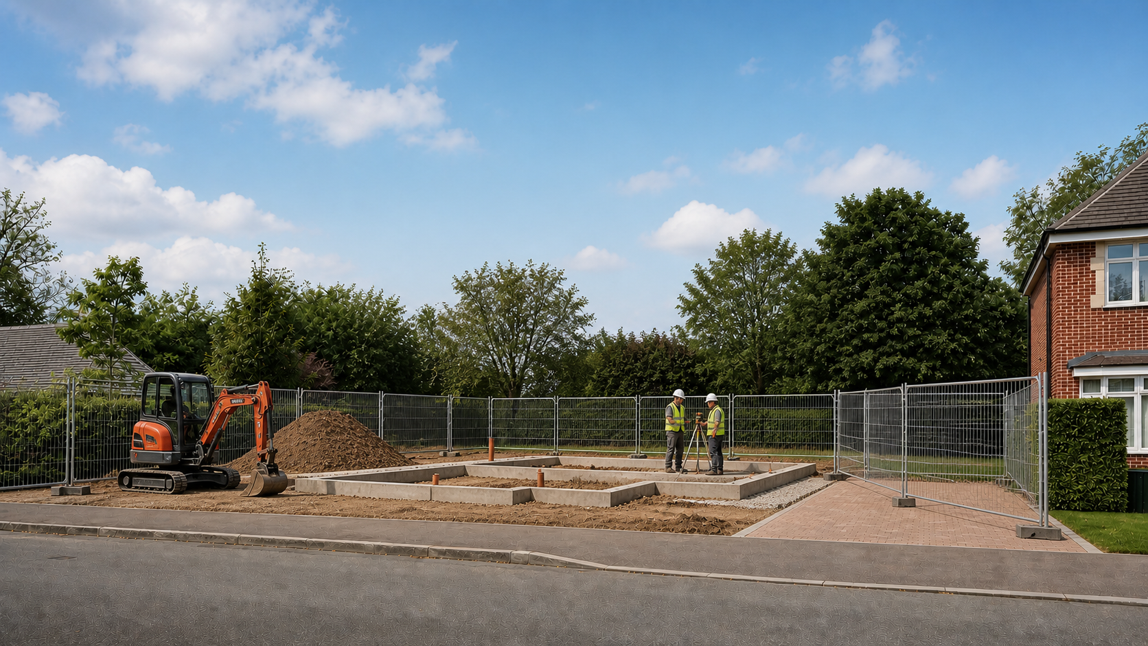 The matched detached-house plot at the start of its construction journey