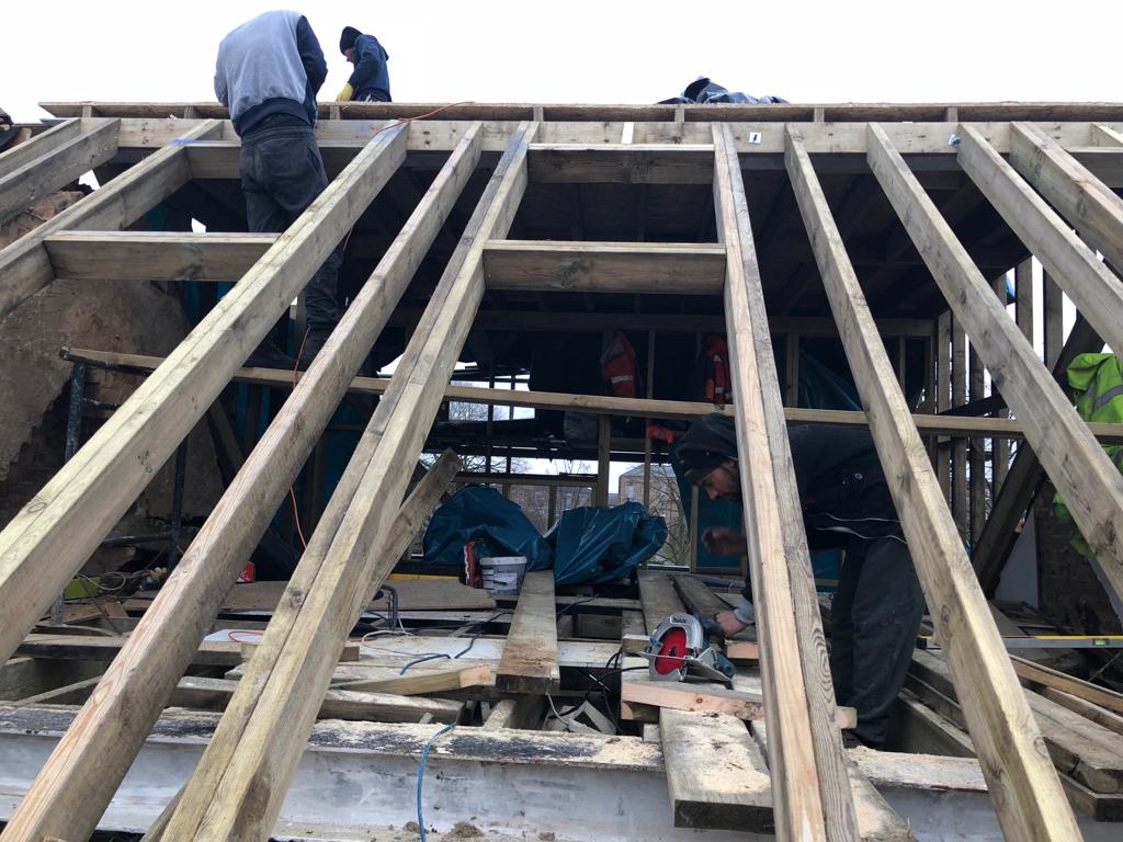 Roof structure in progress