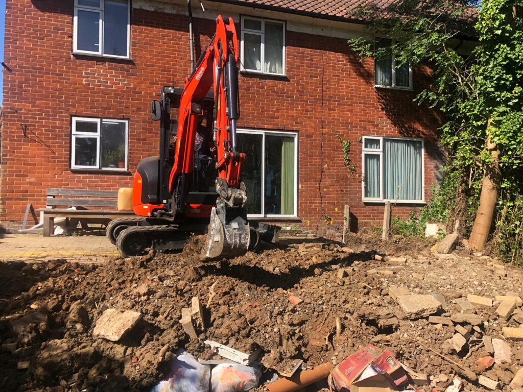Groundworks for a rear extension